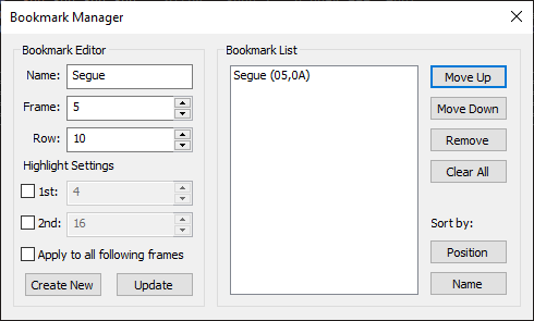 Screenshot of bookmark manager dialog