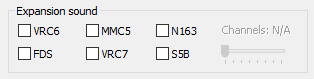 Screenshot of expansion sound section
