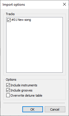 Screenshot of Import file dialog
