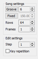 Screenshot of song settings and edit settings with speed and tempo modified.
