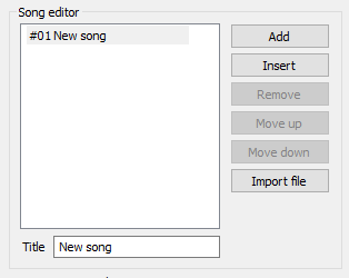 Screenshot of song editor section
